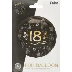 Rund Folieballong Svart 18 år