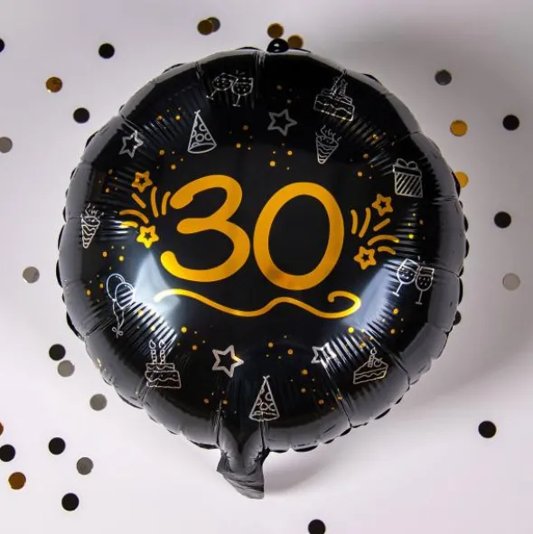 Rund Folieballong Svart 30 år