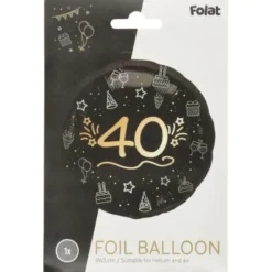 Rund Folieballong Svart 40 år