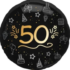 Rund Folieballong Svart 50 år