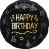 Rund Happy Birthday Folieballong Svart