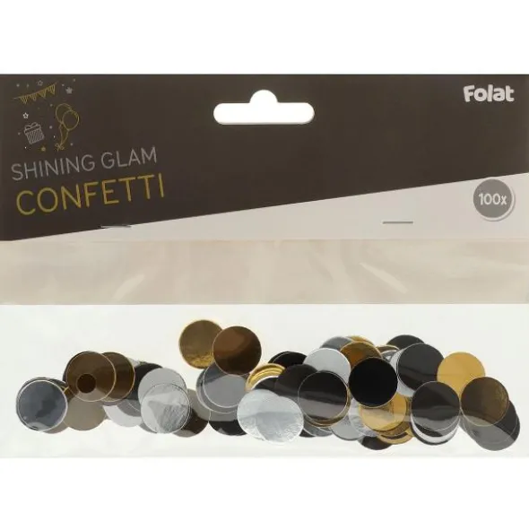 Rund Konfetti Svart/Silver/Guld 100-pack