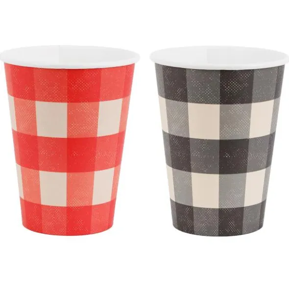 Rutiga Pappersmuggar Svart & Röd 6-pack