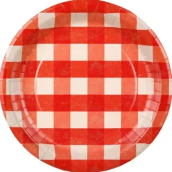 Rutiga Papperstallrikar Röd 27 cm 6-pack