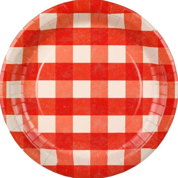 Rutiga Papperstallrikar Röd 27 cm 6-pack