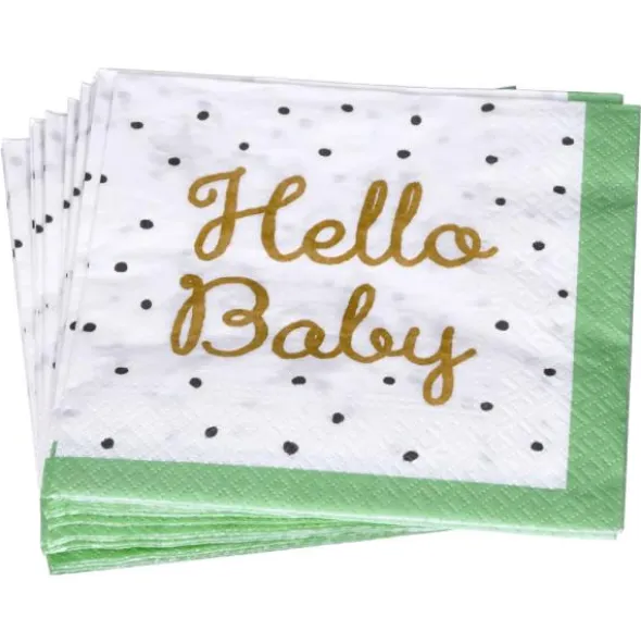 Servetter Hello Baby Grön/Vit
