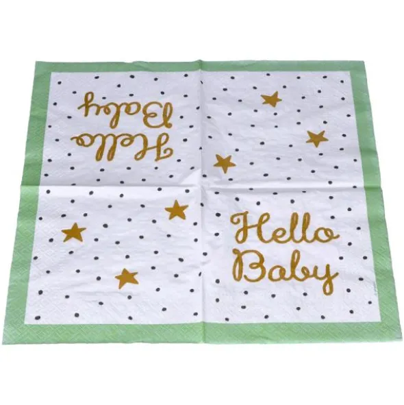 Servetter Hello Baby Grön/Vit