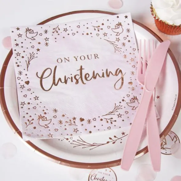 Servetter On Your Christening Ljusrosa