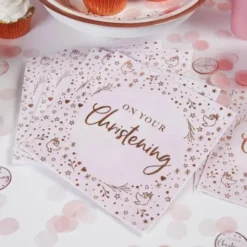 Servetter On Your Christening Ljusrosa