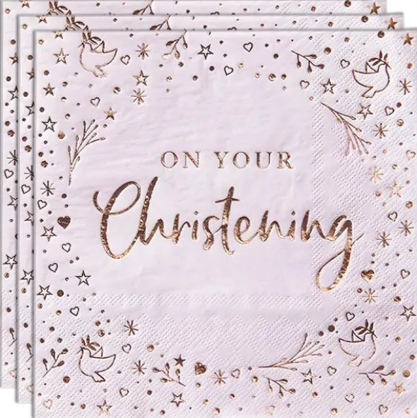 Servetter On Your Christening Ljusrosa