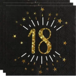 Servetter 18 År Birthday Party Guld