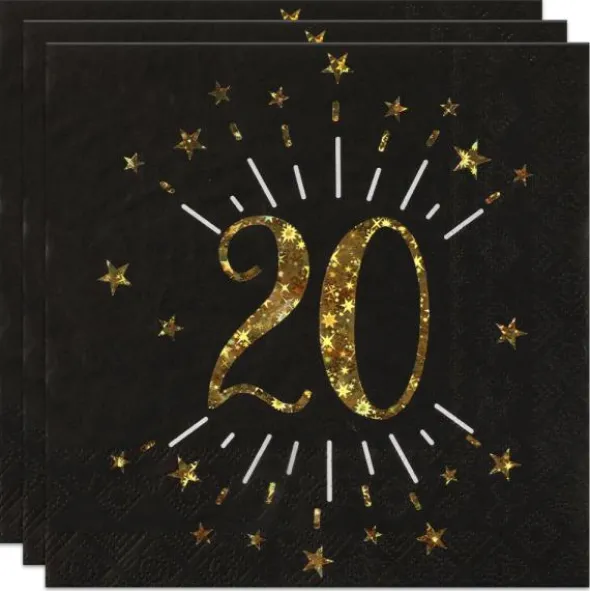 Servetter 20 År Birthday Party Guld