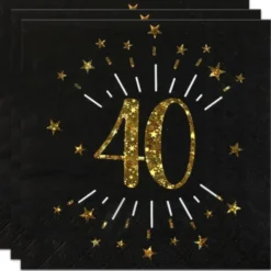Servetter 40 År Birthday Party Guld