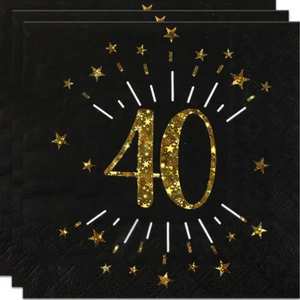 Servetter 40 År Birthday Party Guld