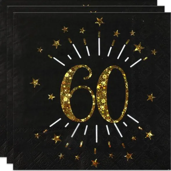 Servetter 60 År Birthday Party Guld