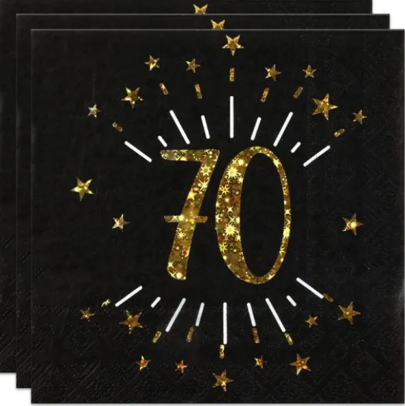 Servetter 70 År Birthday Party Guld