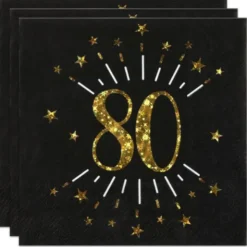 Servetter 80 År Birthday Party Guld