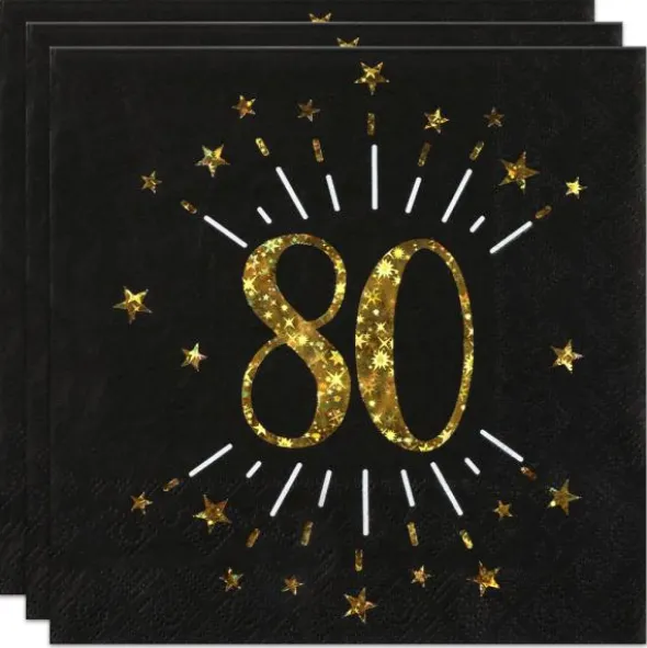 Servetter 80 År Birthday Party Guld