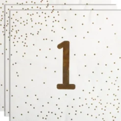 Servetter 1 år Guld med Prickar 16-pack