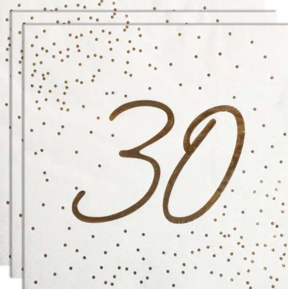 Servetter 30 år Guld med Prickar 16-pack