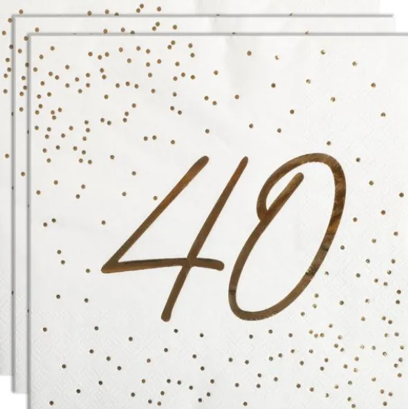 Servetter 40 år Guld med Prickar 16-pack