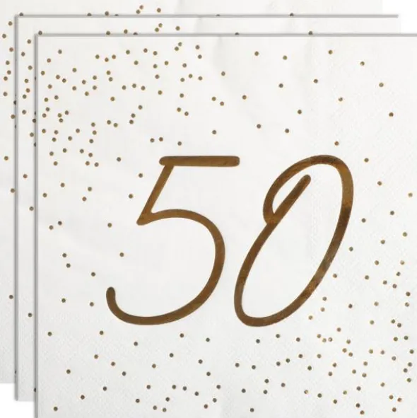 Servetter 50 år Guld med Prickar 16-pack