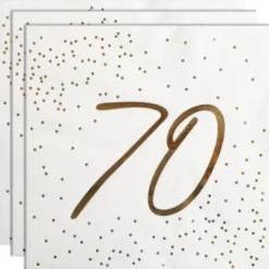 Servetter 70 år Guld med Prickar 16-pack