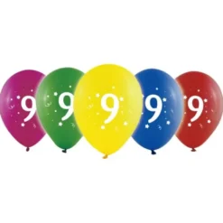 Sifferballonger 9 Färgmix