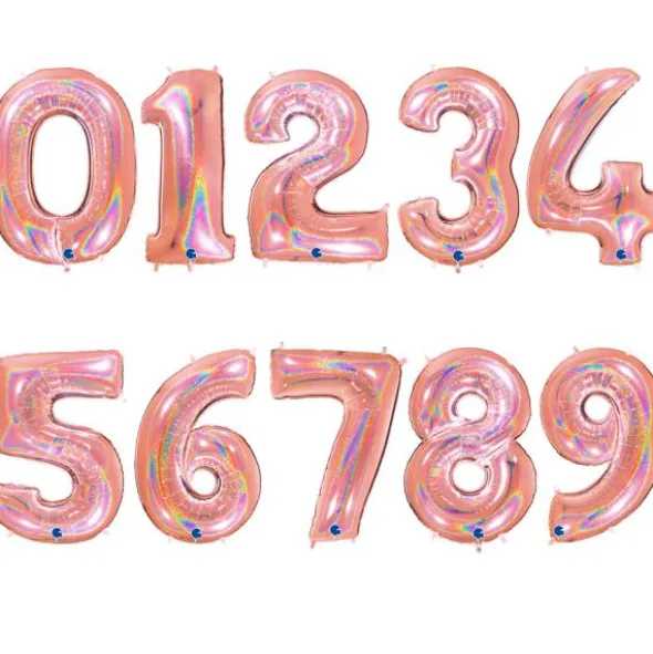 Sifferballong Holografisk Roséguld (Siffra 0)