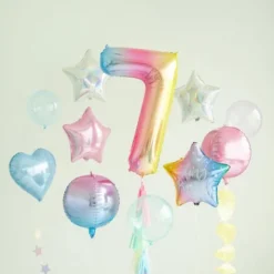 Sifferballong Regnbåge Pastell 86 cm (Siffra 0)