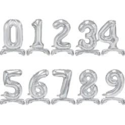 Sifferballong Silver Stående (Siffra 0)