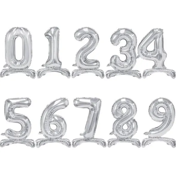 Sifferballong Silver Stående (Siffra 0)