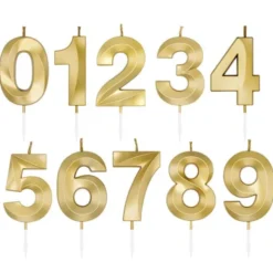 Sifferljus Metallic Guld 6 cm (Siffra 0)