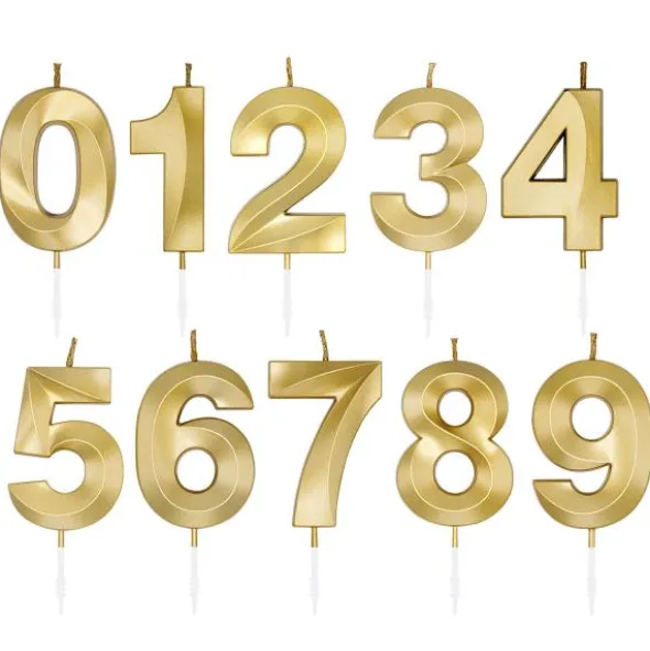 Sifferljus Metallic Guld 6 cm (Siffra 0)