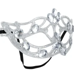 Silverglittrande Halvmask med Diamanter