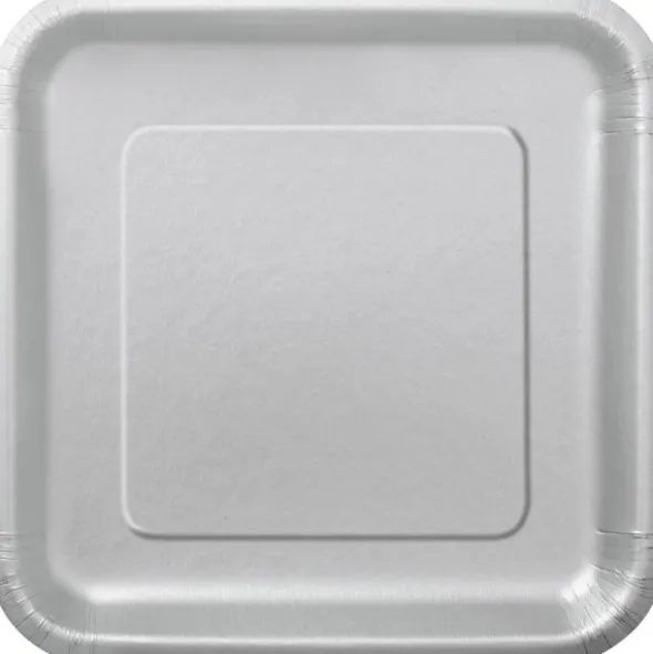 Silver Papptallrikar Fyrkantiga