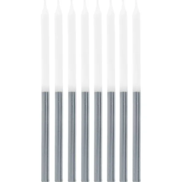 Smala Tårtljus Silver/Vit