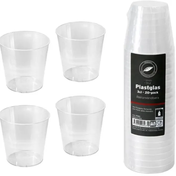 Snapsglas Plast 3 cl 20-pack