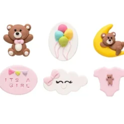 Sockerdekorationer It's A Girl 6-pack