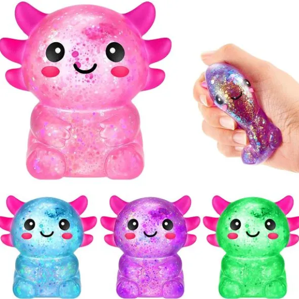 Squeeze Glittrig Axolotl Leksak 7 cm