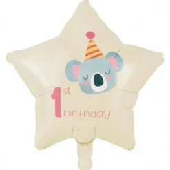 1st Birthday Folieballong Stjärna Koala 46 cm