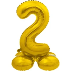 Stående Sifferballong Guld (Siffra 0)