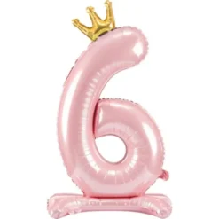 Stående Sifferballong med Krona Rosa (Siffra 0)