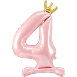 Stående Sifferballong med Krona Rosa (Siffra 0)