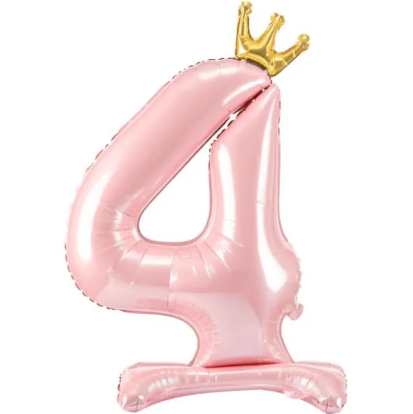 Stående Sifferballong med Krona Rosa (Siffra 0)