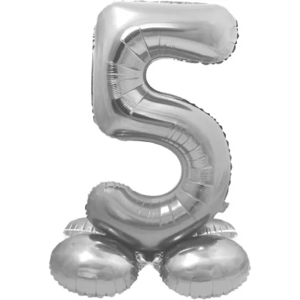 Stående Sifferballong Silver (Siffra 0)