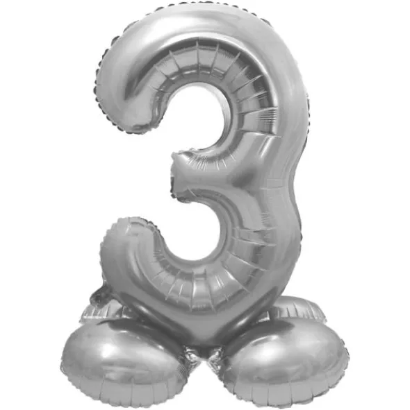 Stående Sifferballong Silver (Siffra 0)