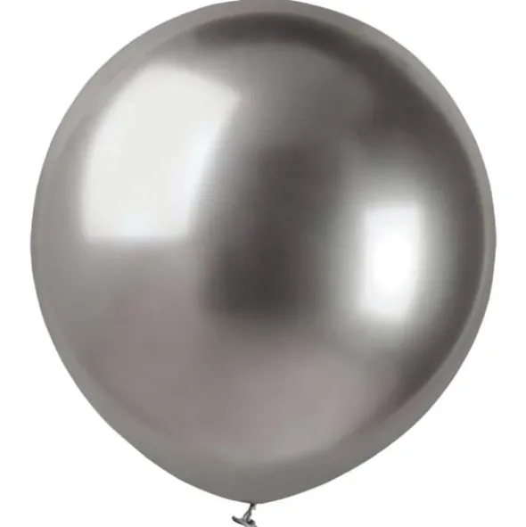 Stora Runda Metall Grå Chrome Ballonger 25-pack (25-pack)