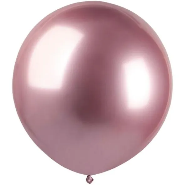 Stora Runda Rosa Chrome Ballonger (10-pack)