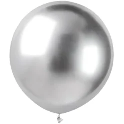 Stora Runda Silver Chrome Ballonger (10-pack)